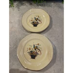 2 SALEM ANTIQUE IVORY BIRD Of Paradise 6" Bread Plate Saucers